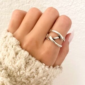925 Sterling Silver Wrap Ring Minimalist Ring Band Geometric Adjustable Ring